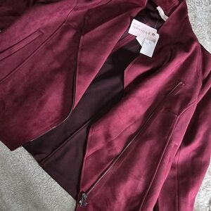 Philosophy Deep Wine Suede-Look Jacket